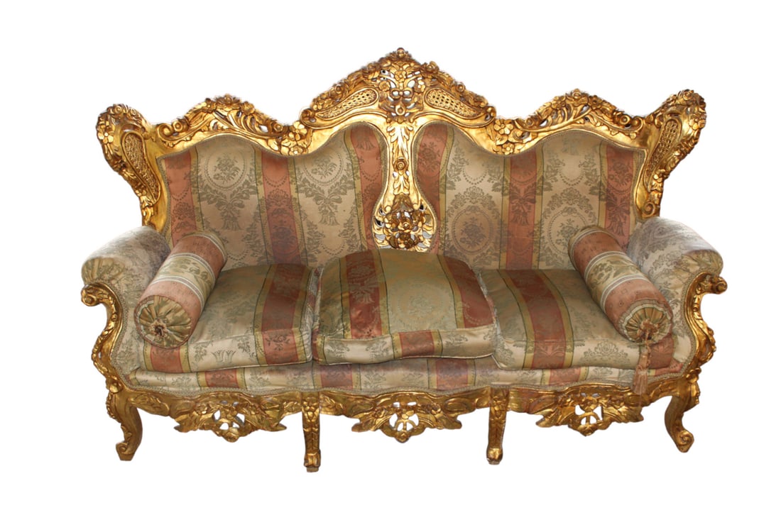 Elaborate French style carved sofa (1 of 6)