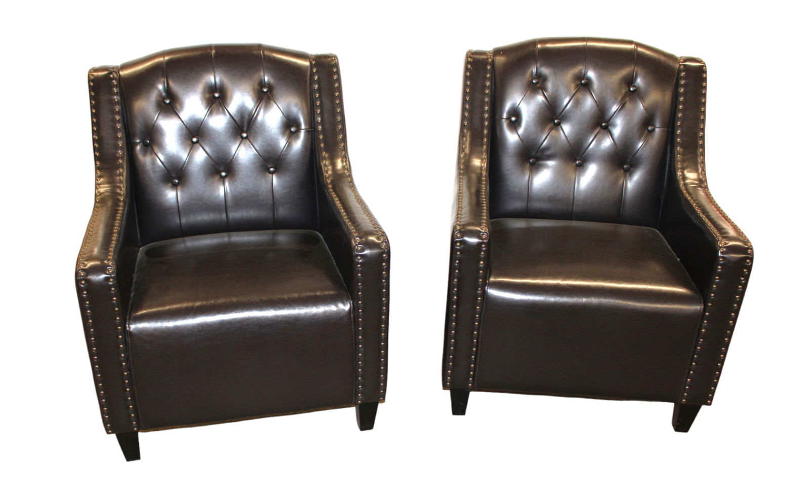 Nice pair leather style club chairs (1 of 5)