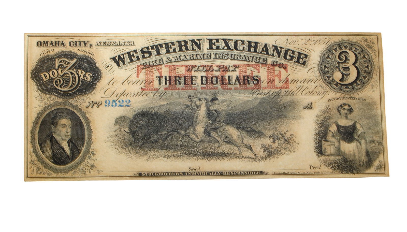 Western Exchange $3 stock bill (1 of 4)