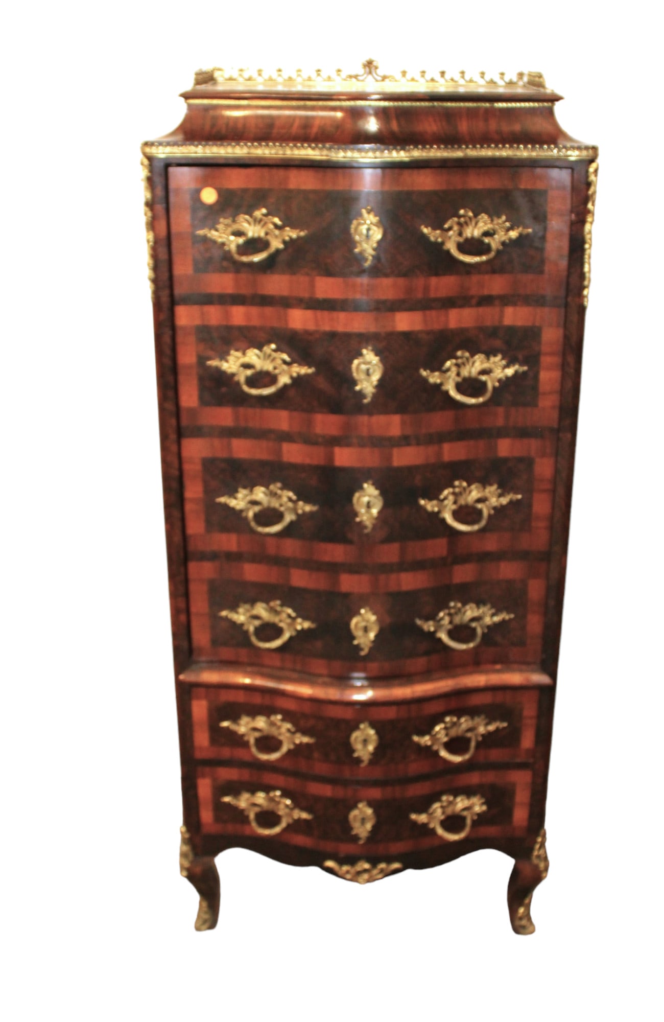 Antique French storage cabinet, exotic woods (1 of 7)