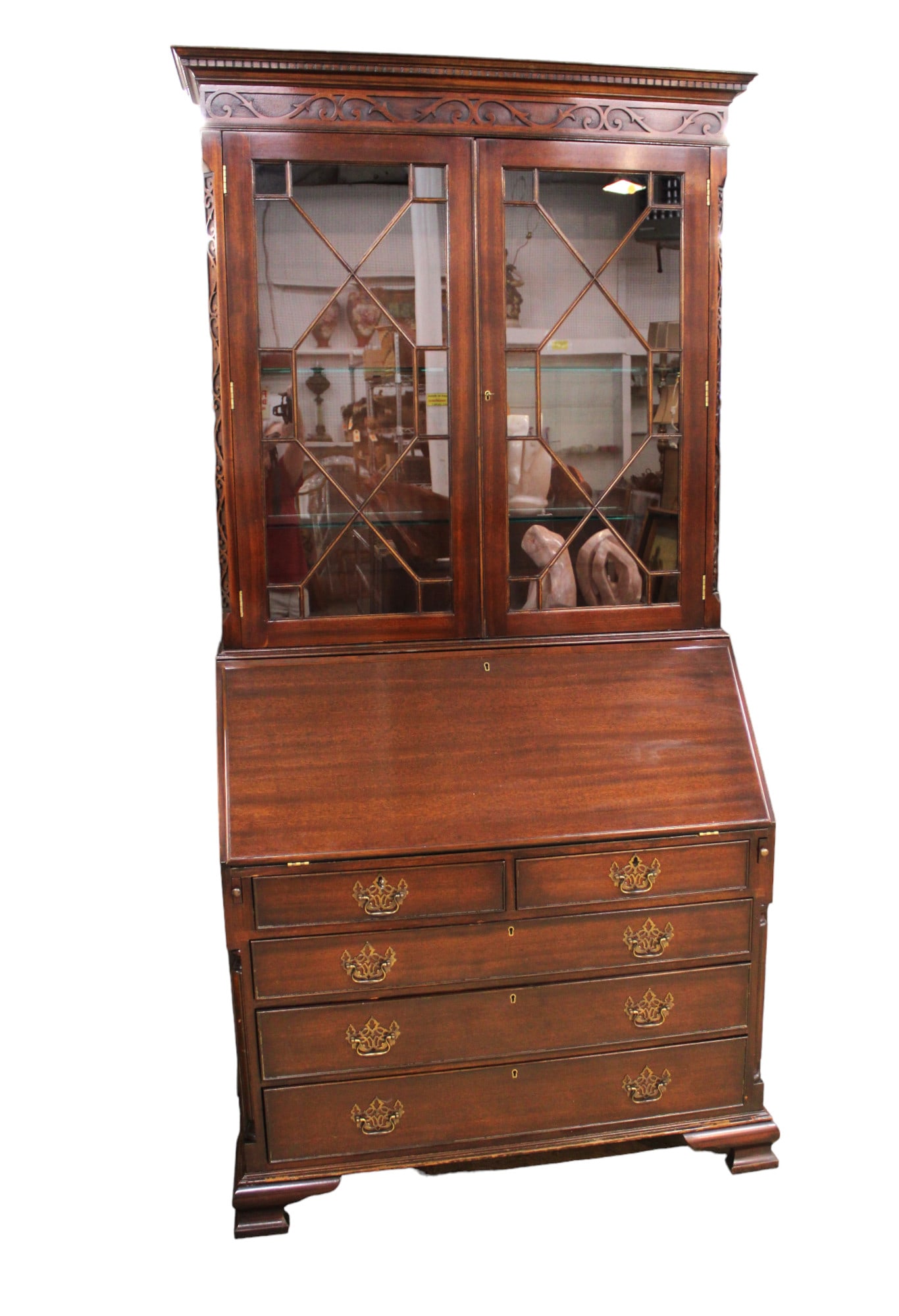 Crosby 2pc. mahogany secretary bookcase (1 of 9)