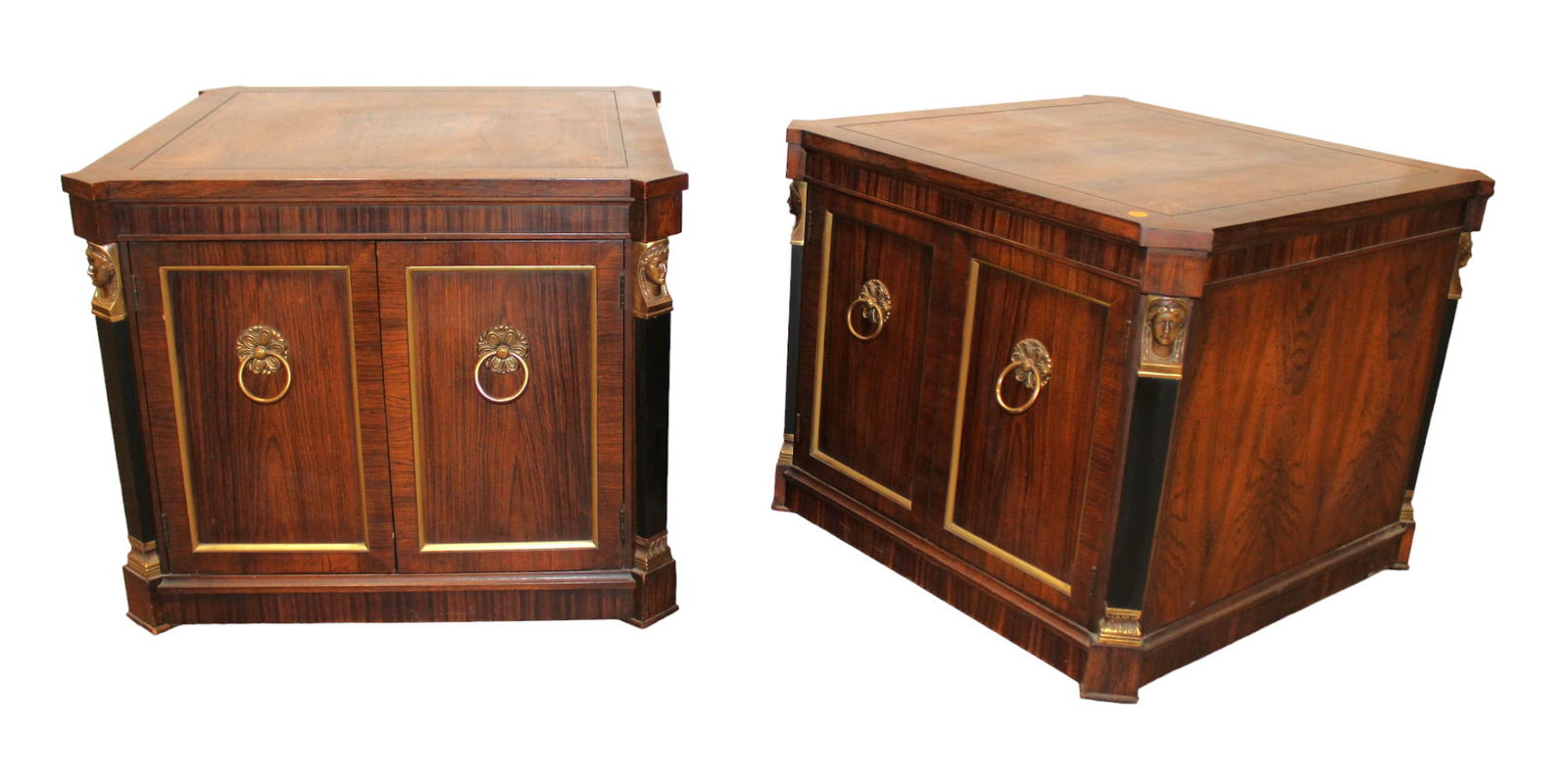 Nice pair rosewood & inlaid lamp tables (1 of 9)