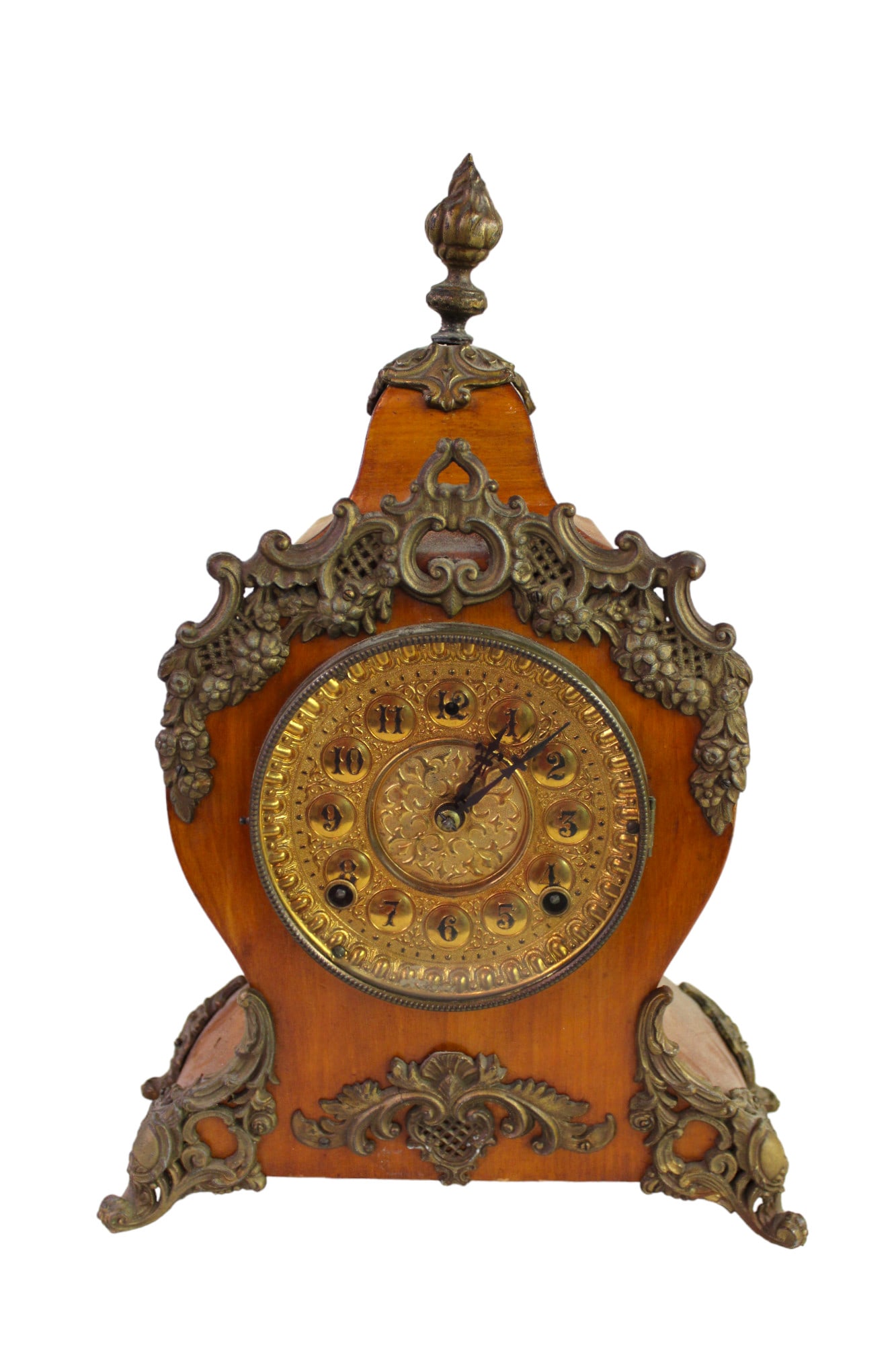 Napoleon Gilbert French mahogany case clock with applied decorative bronze (1 of 8)