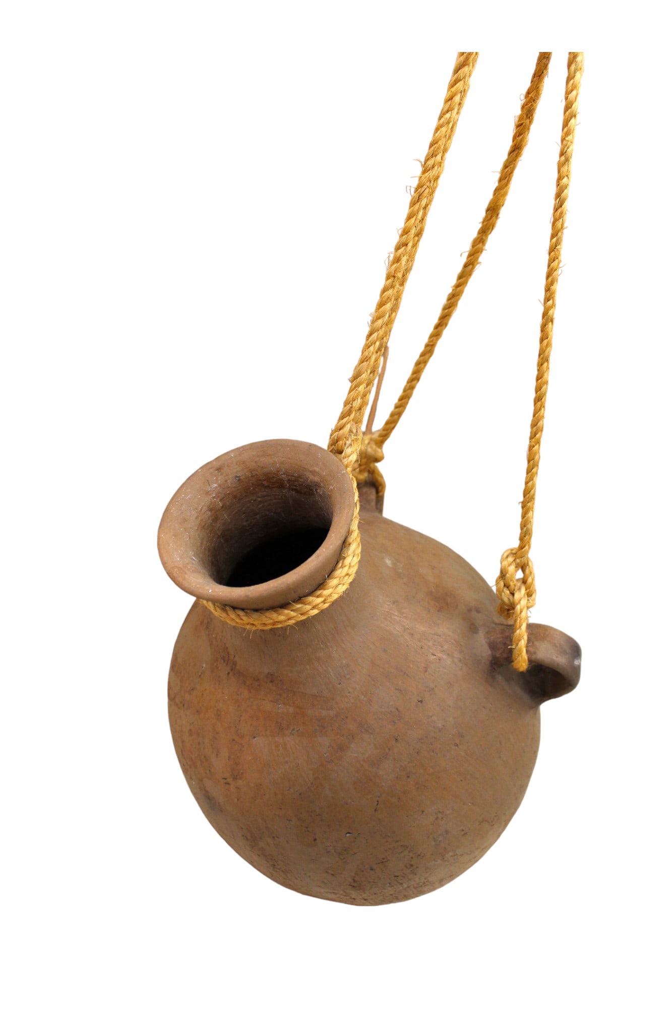 Hanging clay water vessel.: Hanging clay water vessel.