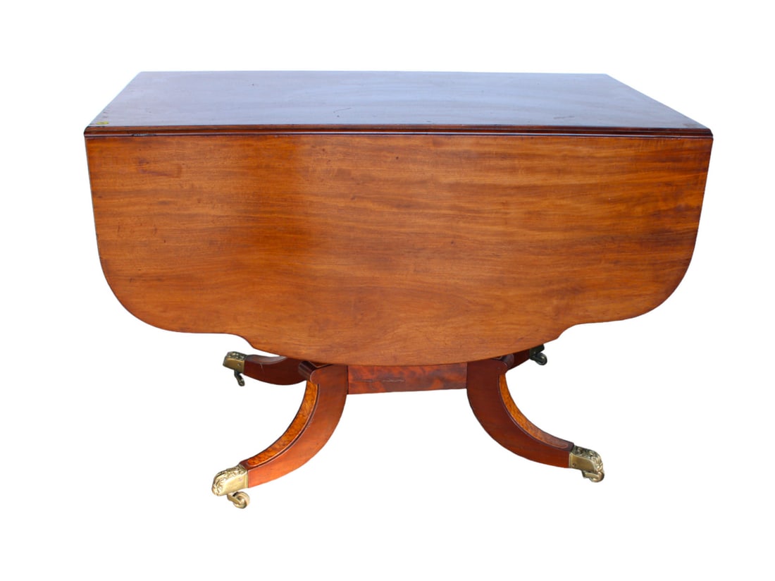 Nice antique drop leaf empire breakfast table, mahogany (1 of 7)