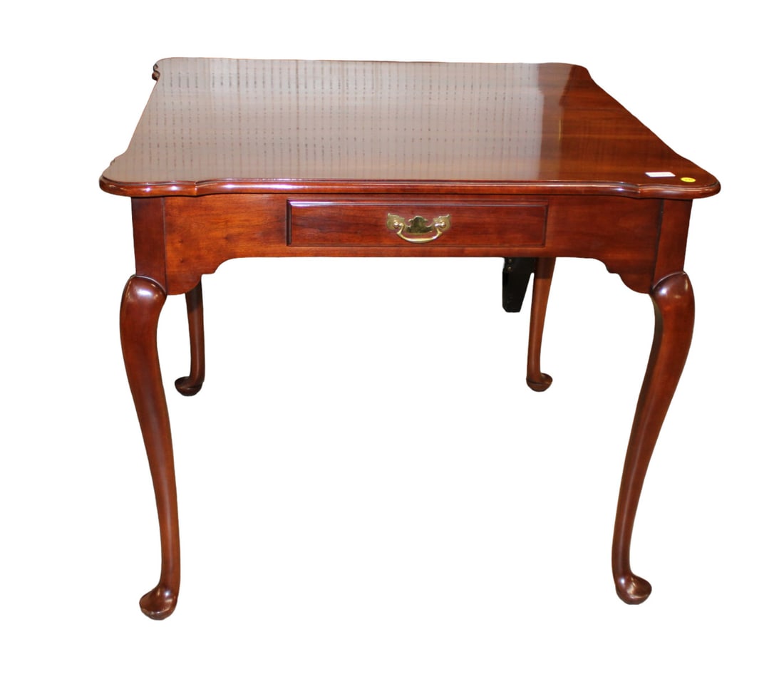 Statton solid cherry Queen Anne game table with drawer (1 of 12)