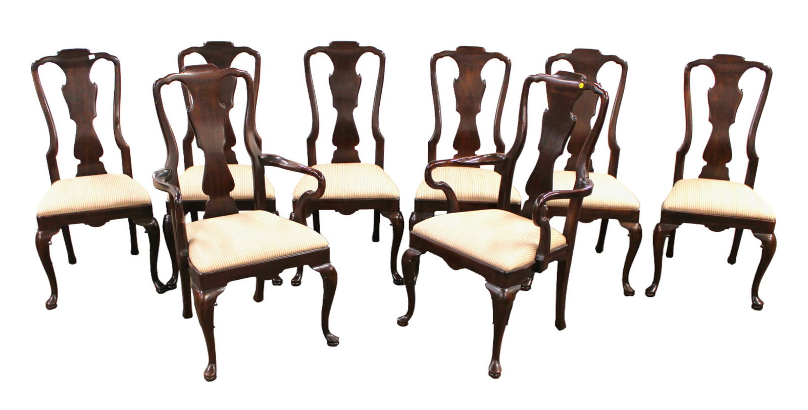 Set 8 Henredon QA dining room chairs with bolt of fabric, nice model (1 of 12)