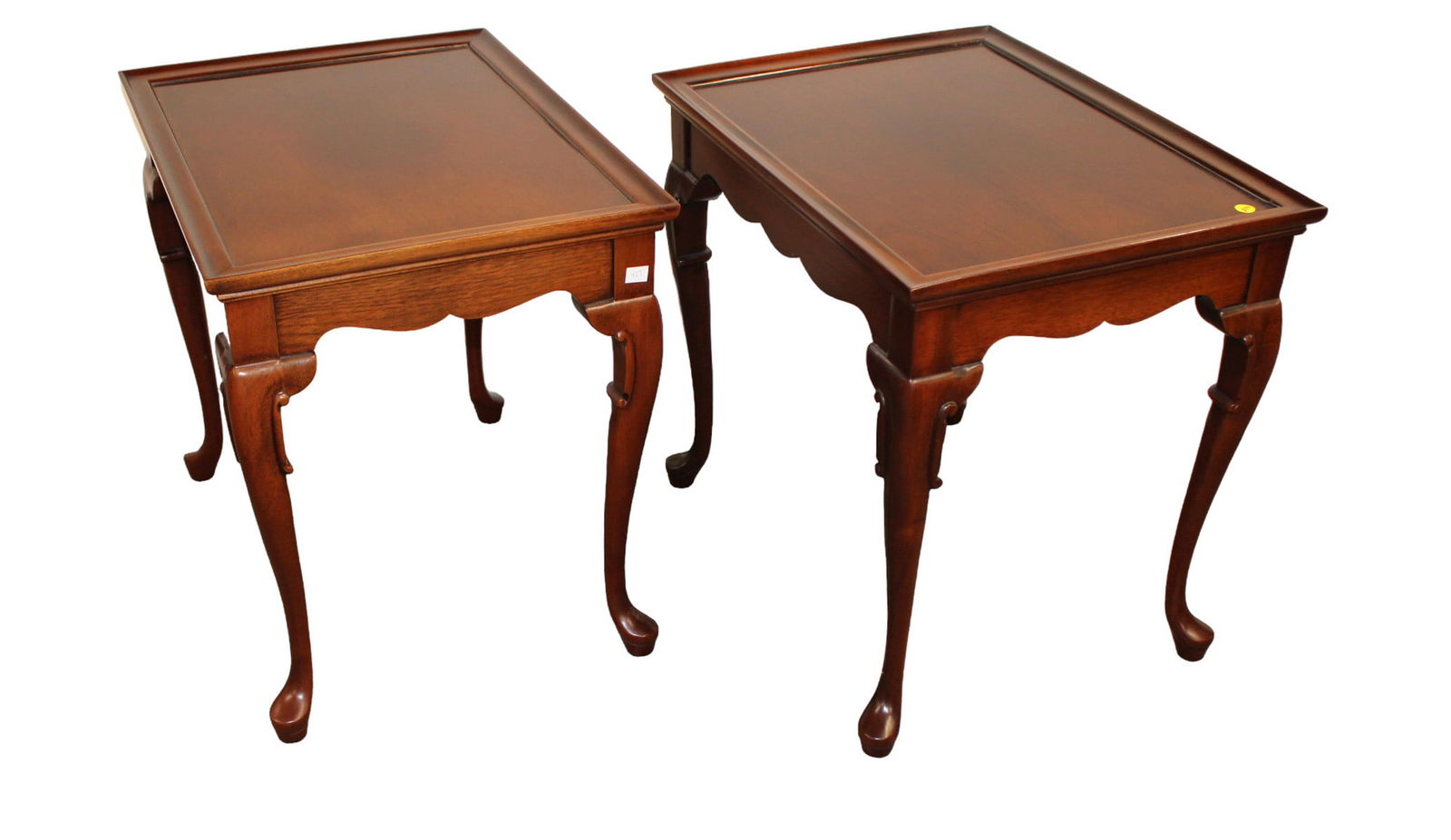 Nice pair Hickory Chair Co.  Queen Anne side tables, solid mahogany (1 of 3)