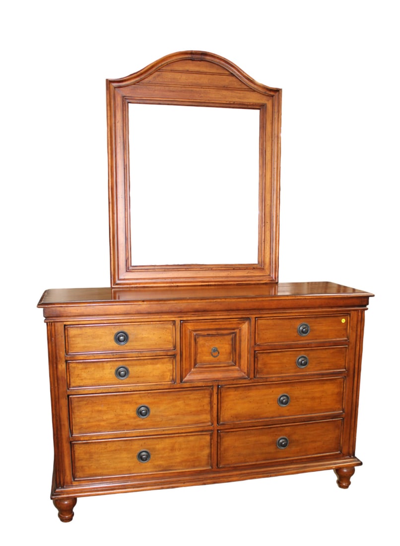 Tommy Bahama dresser & mirror, distressed antique cherry finish (1 of 7)