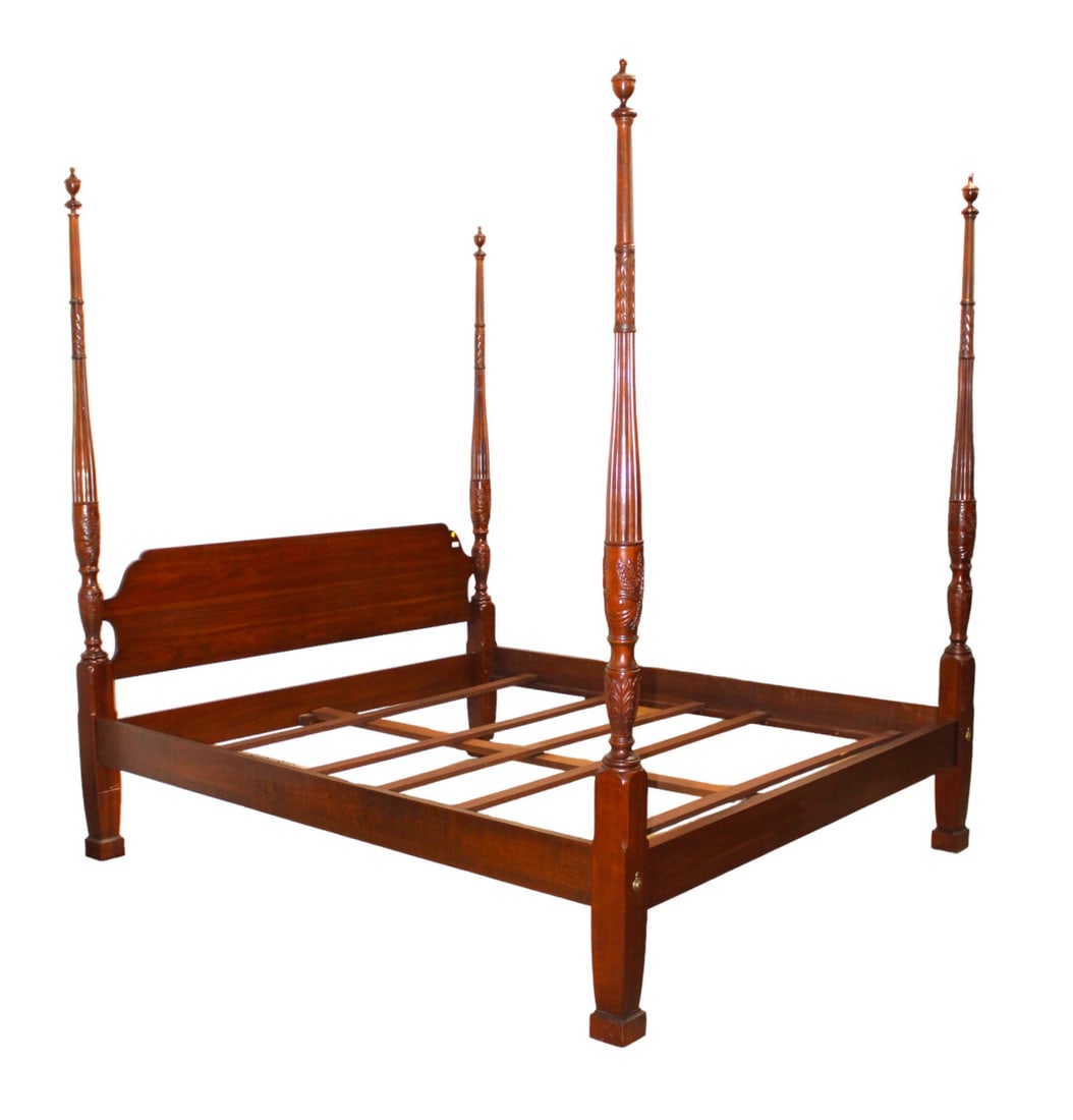 Knob Creak solid cherry carved King size 4 poster bed (1 of 8)