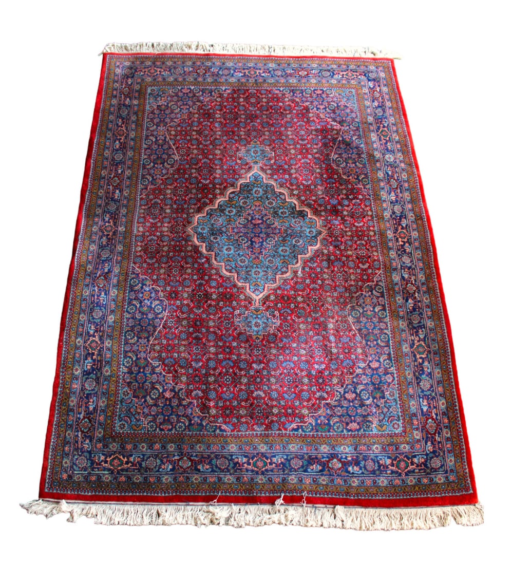 Vintage hand stitched room size rug 112" x 77" good color, no issues seen (1 of 6)