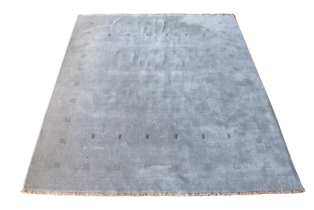 Custom made Asian rug carpet 118" x 96" soft gray with dark blue, no issues seen (1 of 6)