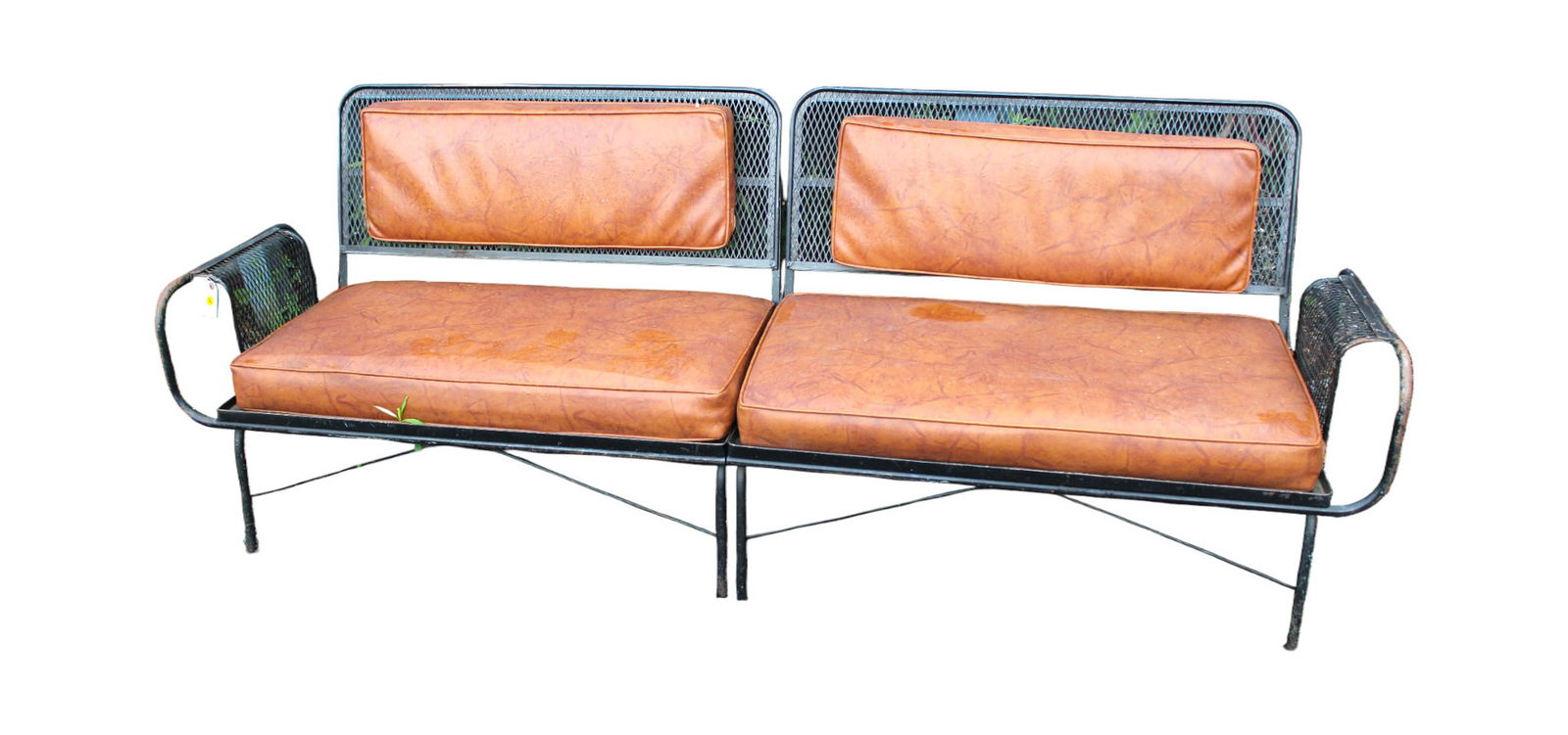 Mid Century 2 part wire mesh bench, indoor or outdoor. (1 of 3)