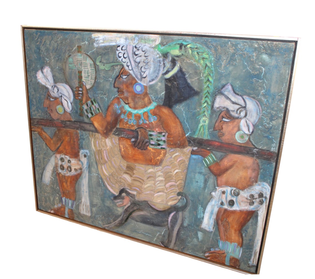 MidC. oil on canvas Nancy Friedlander Onward through Time: Mid Century oil on canvas Nancy Friedlander titled Onward through Time, in good condition, no noticeable issues. 37"h x 45.5"l