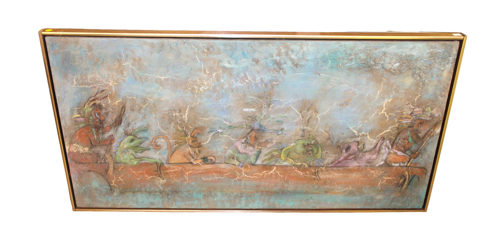 MidC. oil on canvas attr. Nancy Friedlander title unknown: Mid Century oil on canvas attributed to Nancy Friedlander title unknown, structurally sound in good condition, no noticeable issues. 25"h x 49.5"l