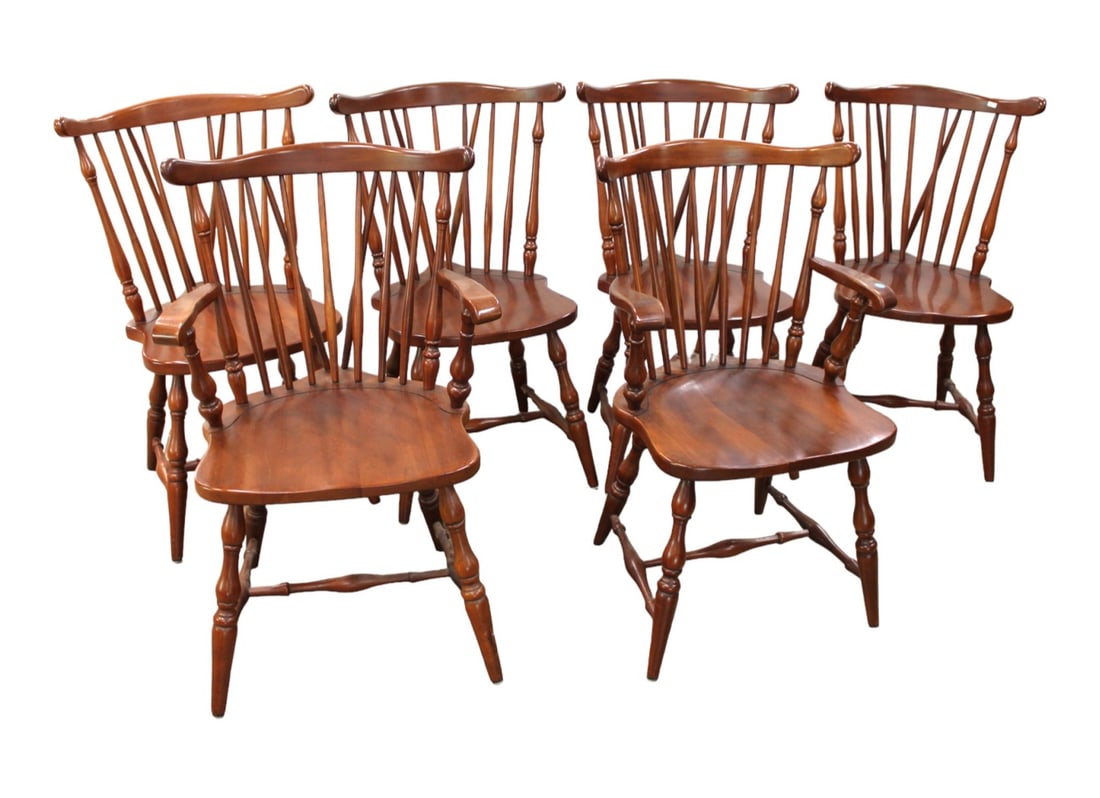 6 Henkel Harris windsor brace back dining chairs (1 of 7)