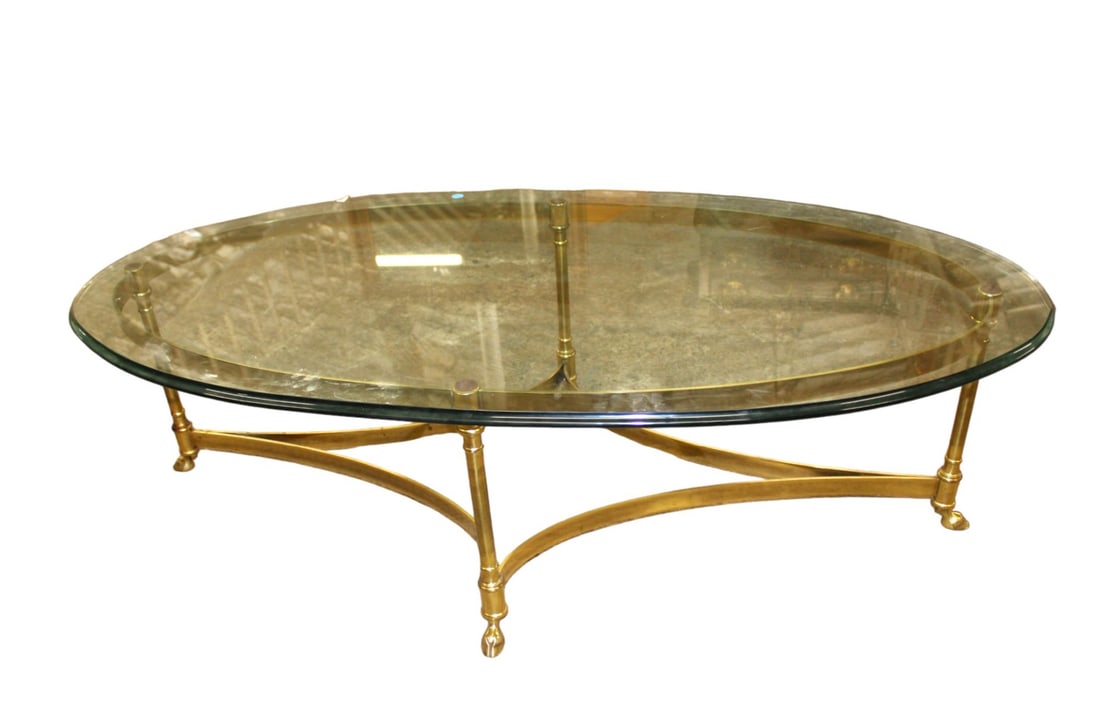 LaBarge pair MCM hooved foot coffee table (1 of 4)
