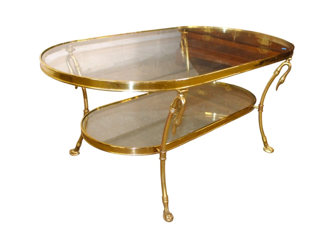 MCM LaBarge two tier coffee table - swan heads (1 of 5)
