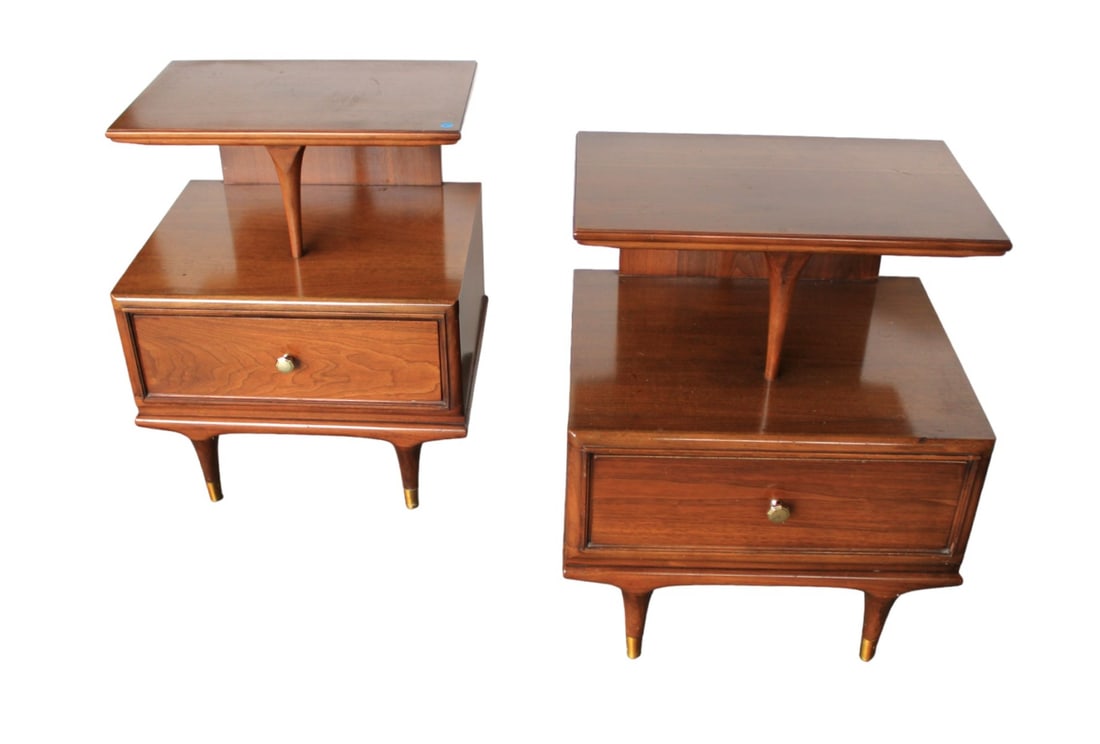 MCM pair walnut Kent Coffey nightstands (1 of 7)