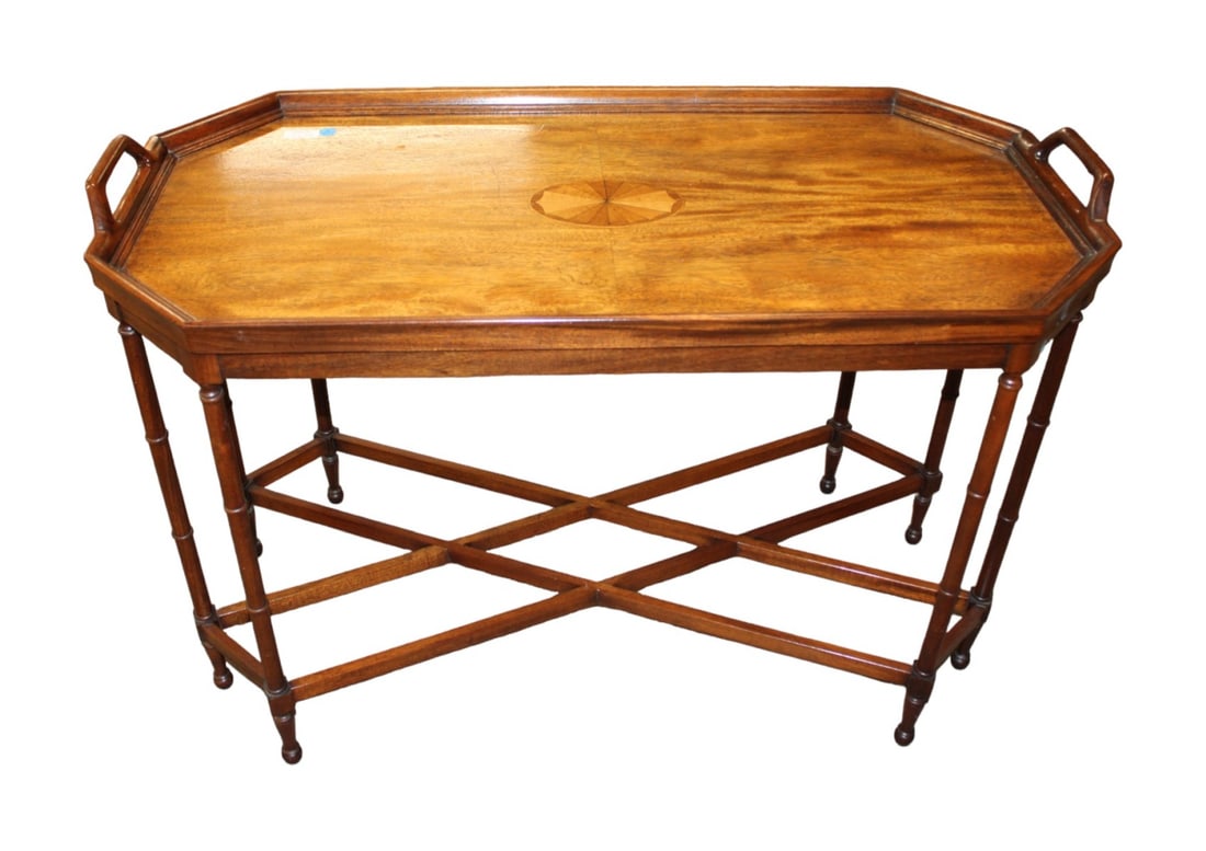 Ethan Allen 8 leg solid mahogany butlers table (1 of 6)