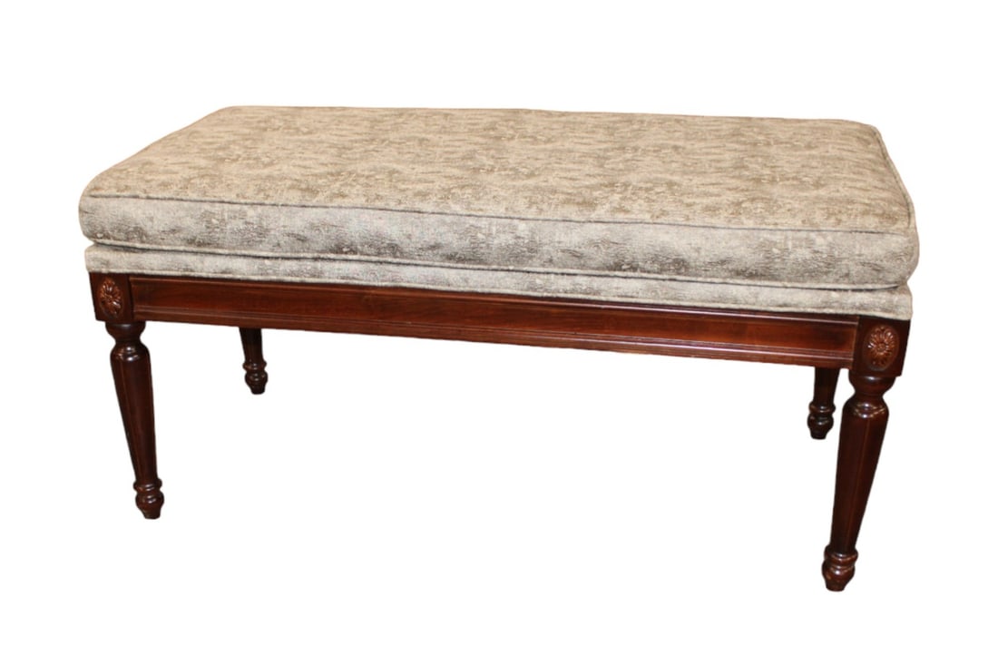 Ethan Allen mahogany & upholstered window bench (1 of 5)