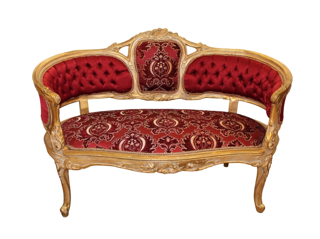 Antique style French curved arm settee (1 of 6)