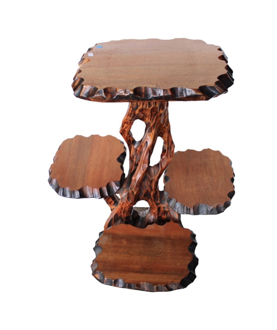 Mid Century free edge wood 4 tier plant stand (1 of 4)