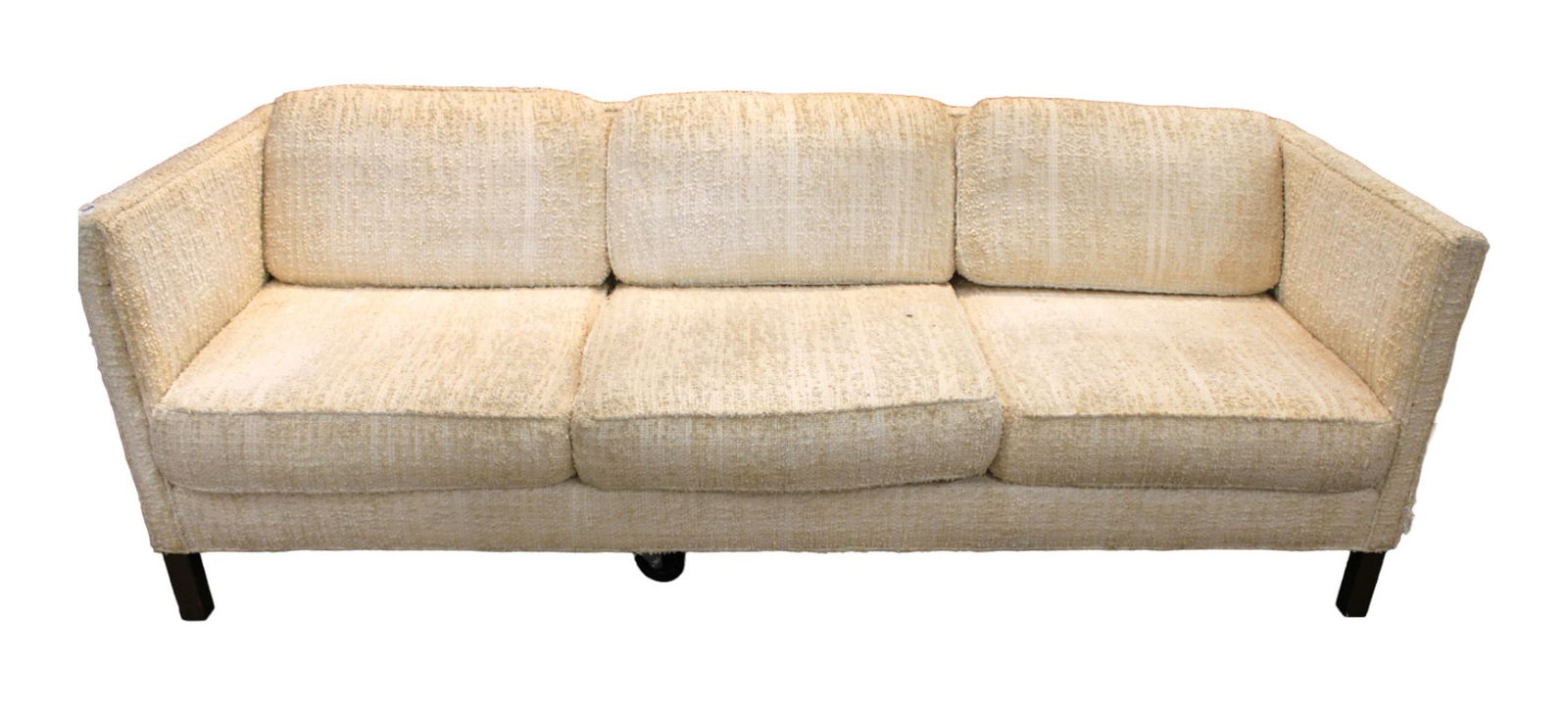 Mid Century Dunbar even arm sofa - orig. furry fabric (1 of 6)