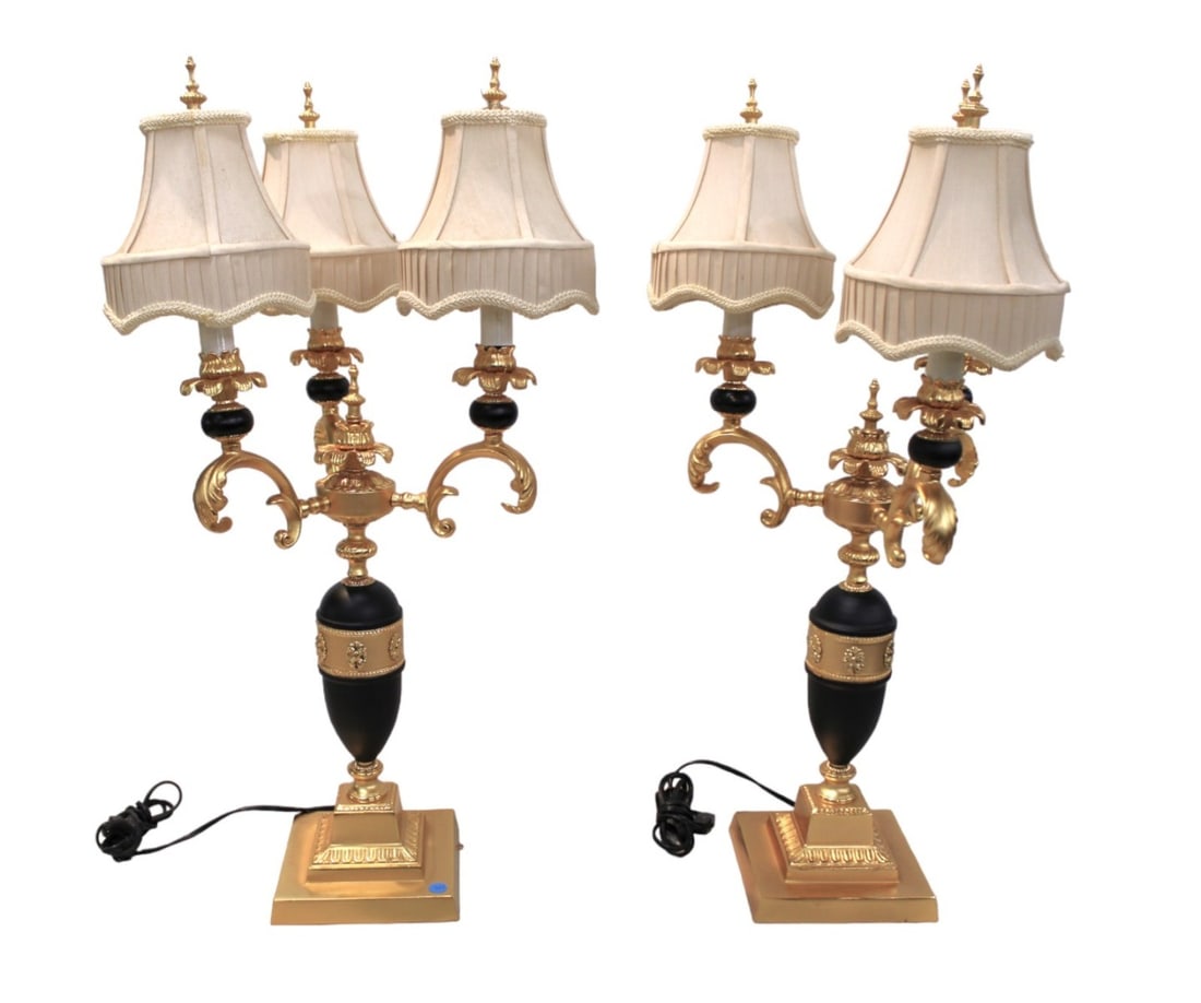 NICE pair french empire 3 burner candelabra lamps (1 of 5)