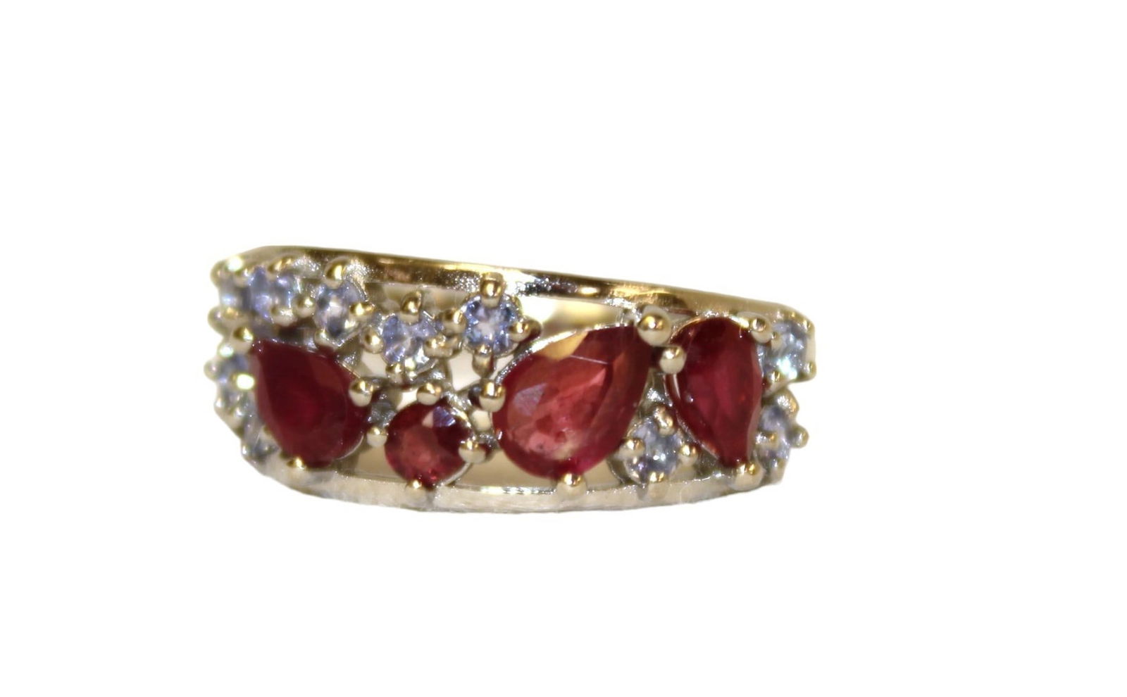 Natural ruby & tanzanite 14k white gold over sterling silver ring, size 7 (1 of 4)