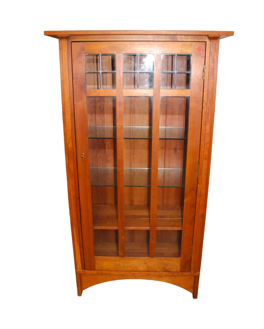 Stickley bookcase with lead glass panels - solid cherry (1 of 10)