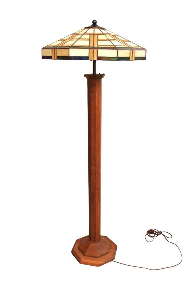 Stickley solid cherry lead glass floor pole lamp (1 of 3)