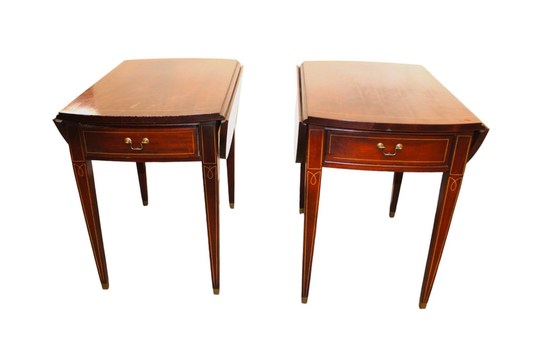 Pair drop leaf pembroke taper leg tables (1 of 7)