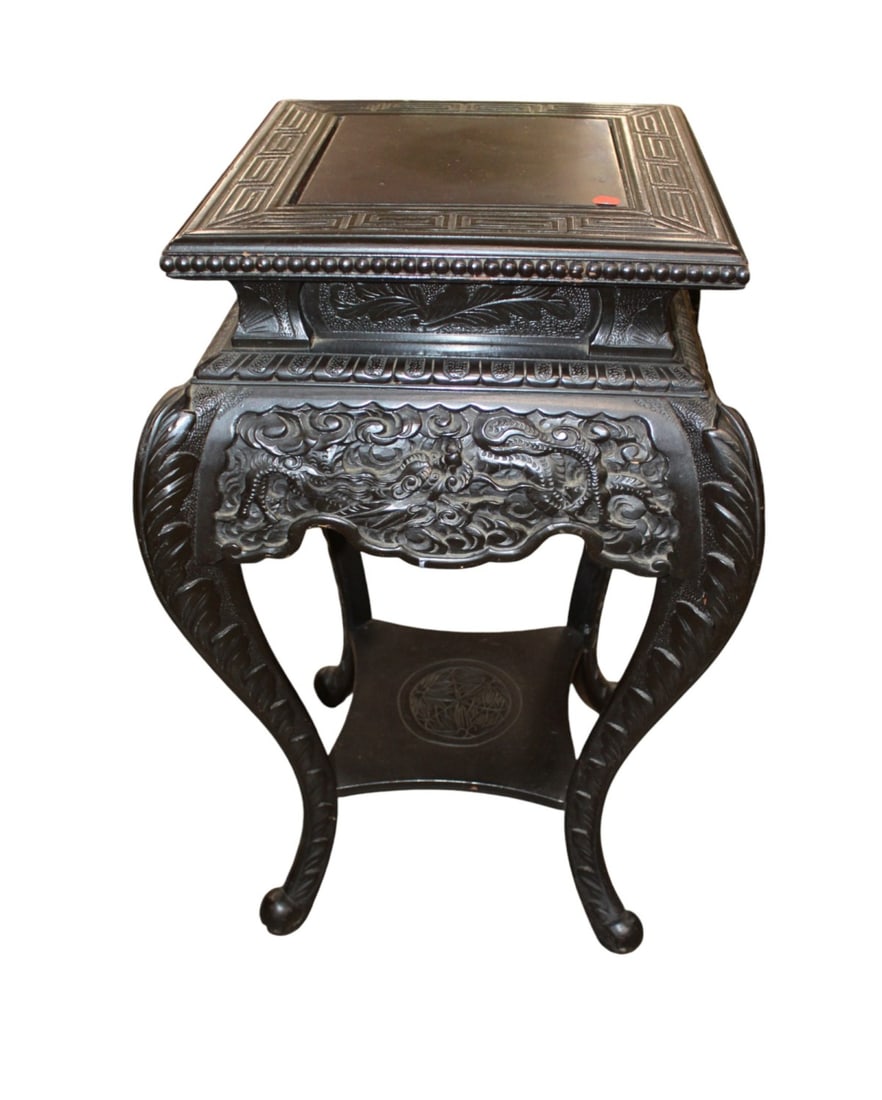 Antique asian hardwood carved stand 30"h x 18"w x 18"l (1 of 5)