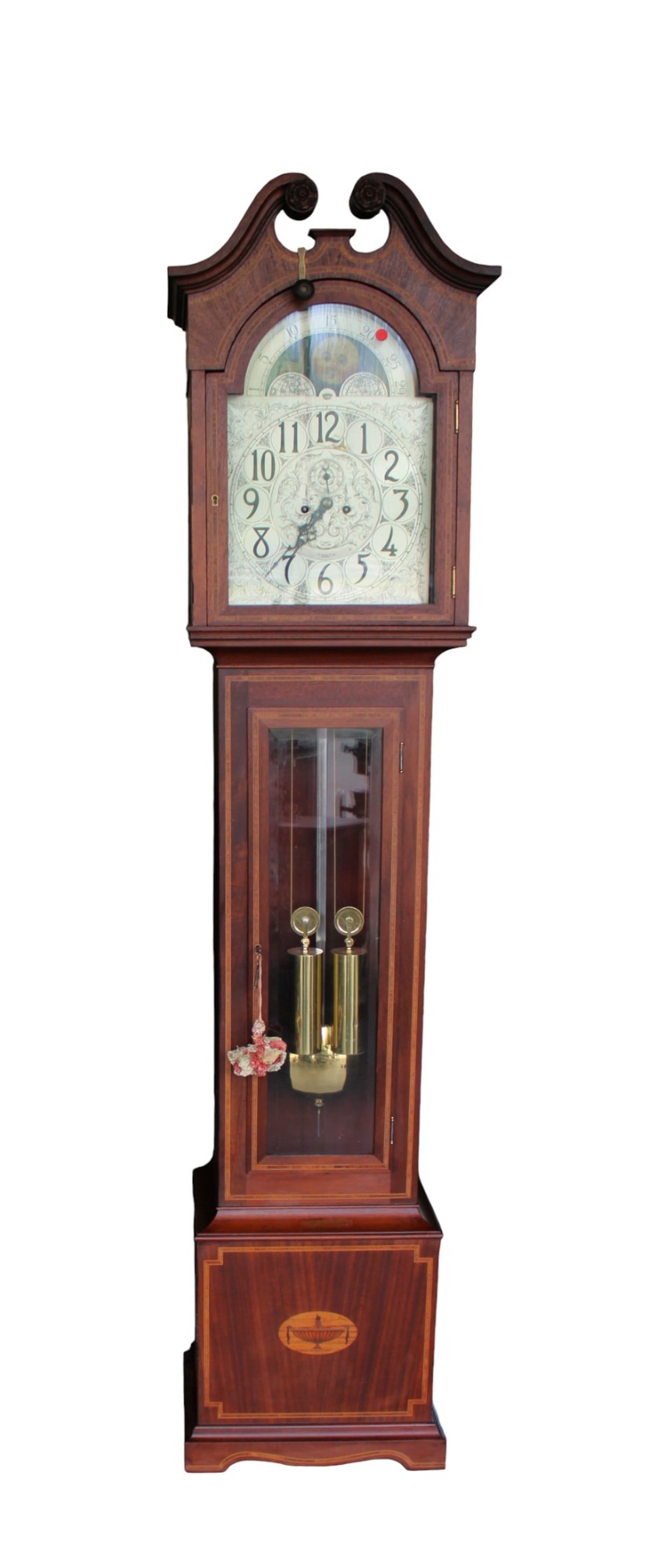 Antique A. Stowell & Co. Boston inlaid grandfather clock, mahogany (1 of 7)
