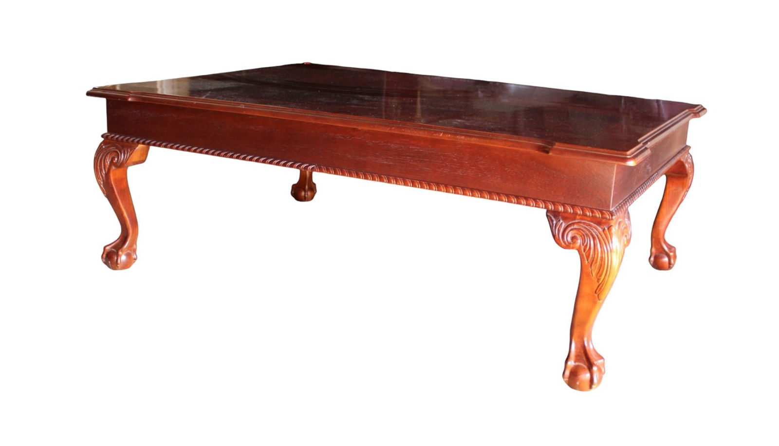 Ethan Allen 18thC. ball & claw mahogany coffee table (1 of 8)