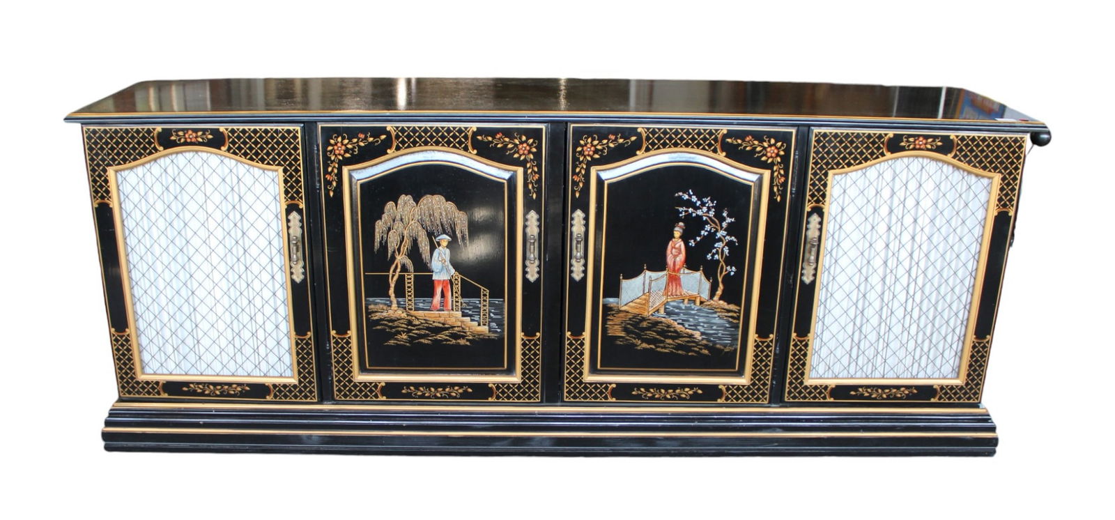 Habersham chinoiserie black lacquer 4 door buffet (1 of 9)