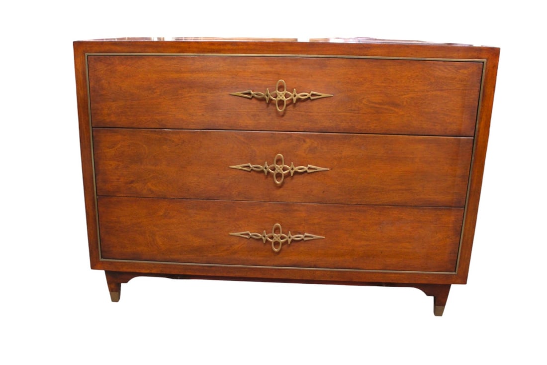 Quality new Allegra dresser in the walnut by Alden Parks.: Quality new Allegra 3 drawer dresser in the walnut by Alden Parks. Structurally sound and in good condition, no noticeable issues. 35"h x 48"l x 22"d