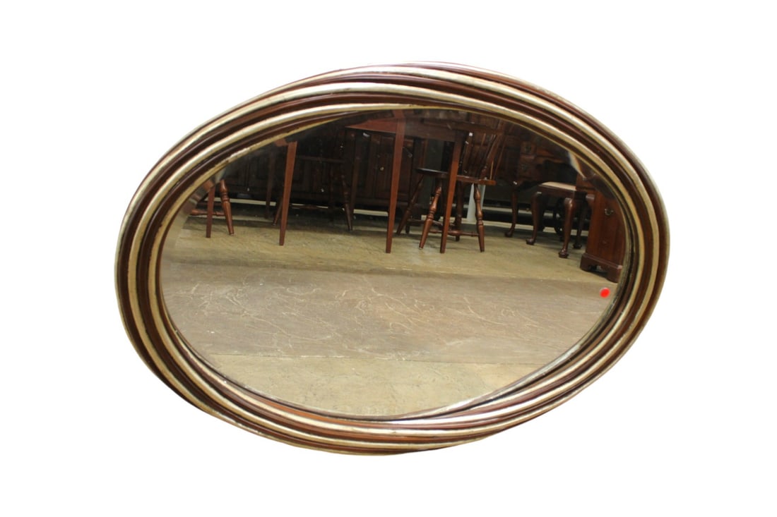 New oval wood framed beveled glass decorator mirror 40"h x 29"w (1 of 3)