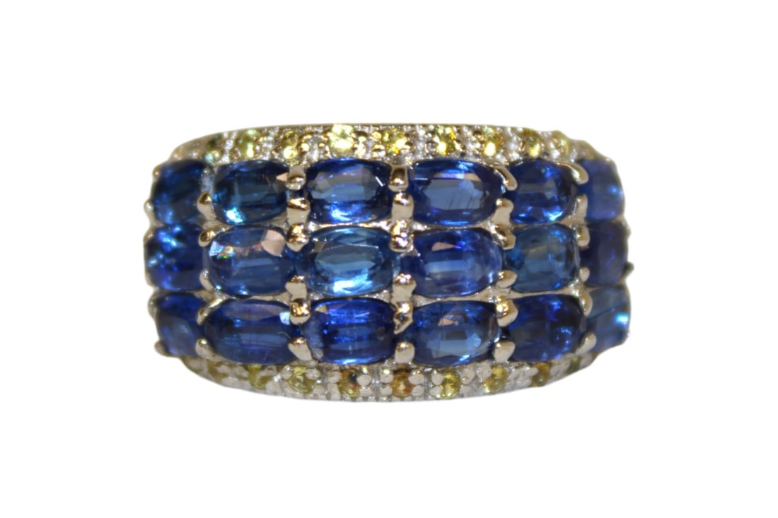 Natural kyanite & yellow sapphire ring in 14k/SS - size 9 (1 of 5)