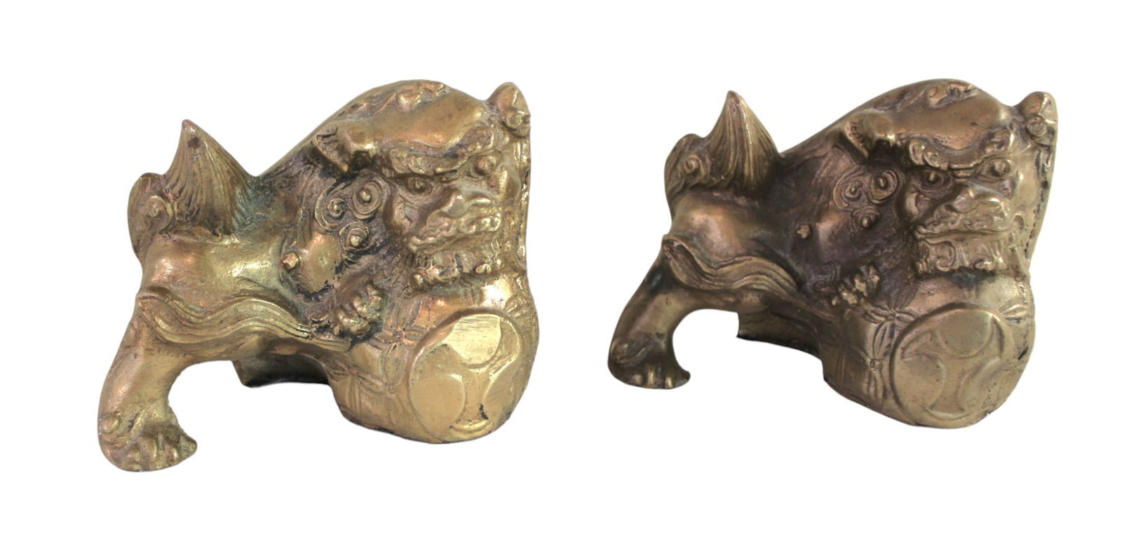 Pair of bronze asian foo dogs 4"h x 5"l x 2.5"d (1 of 4)