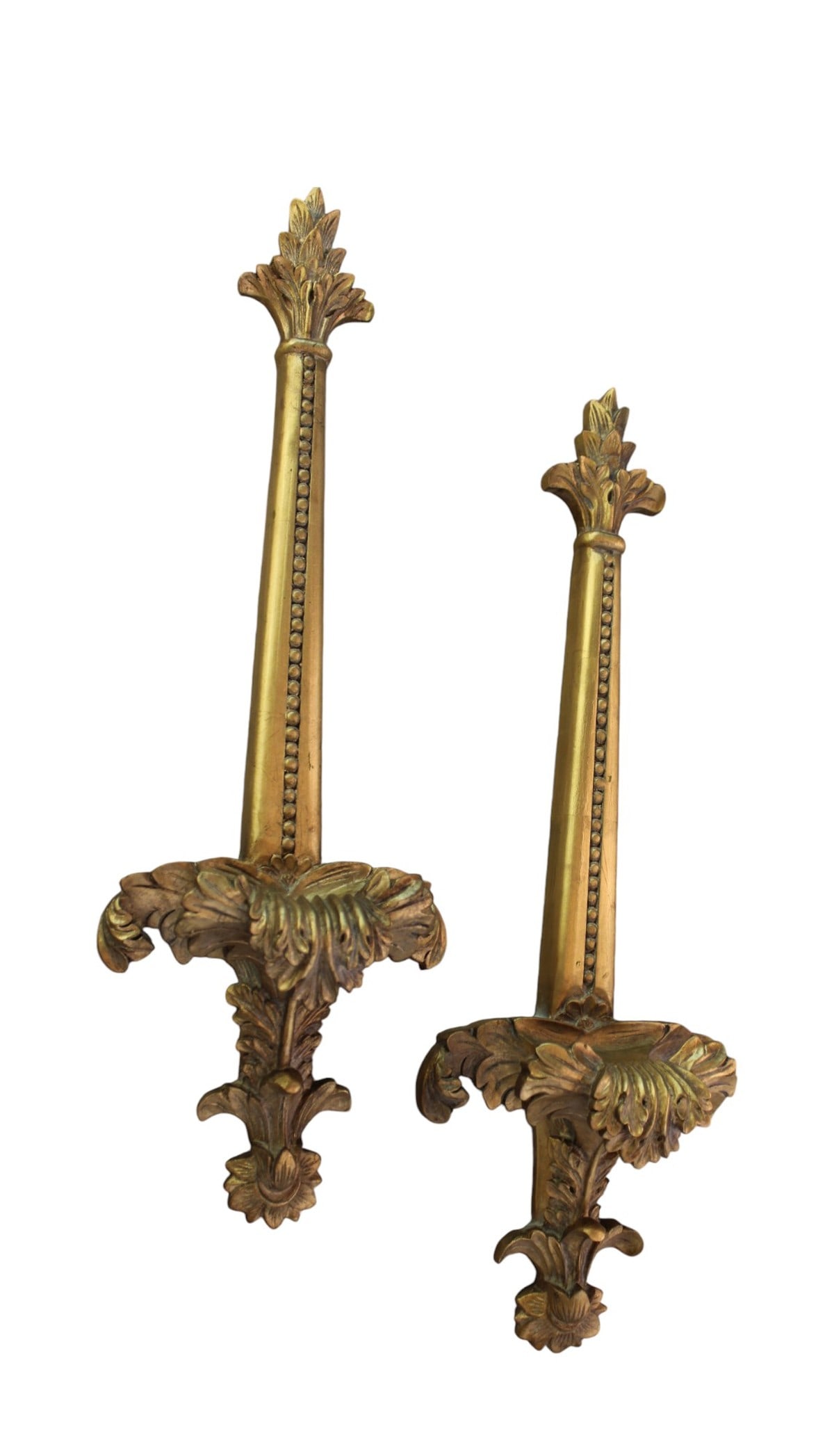Pair of decorative wooden paint decorated wall sconces.  29"h x 10"w x 6"d (1 of 5)