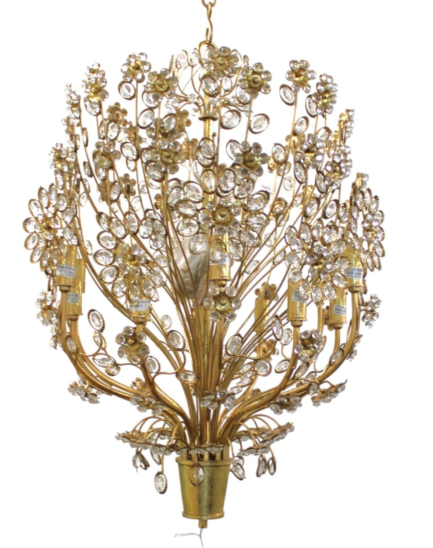 New modern history Chagall chandelier 32"h x 20" dia.: New modern history Chagall chandelier, dust cover and instructions. Structurally sound and in good condition, no noticeable issues seen. 32"h x 20" diameter with about 5' chain