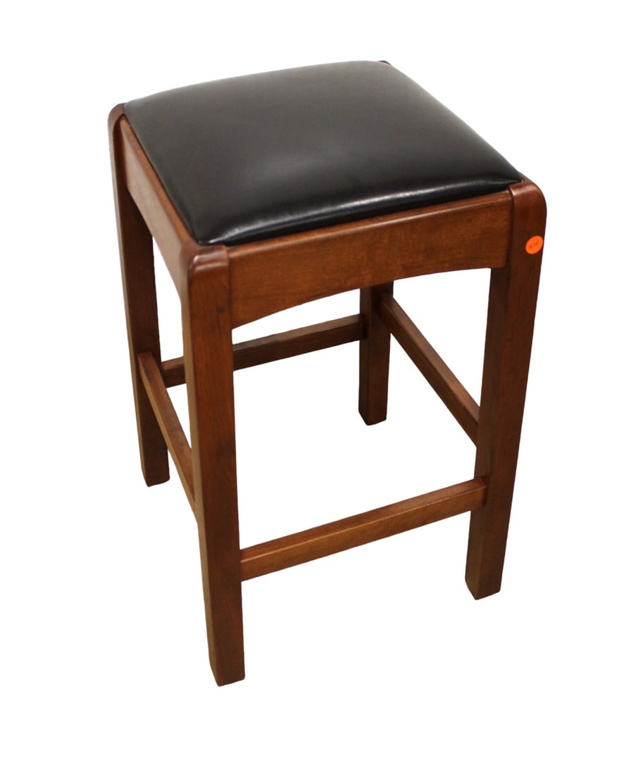 Stickley solid cherry stool with leather top seat (1 of 4)