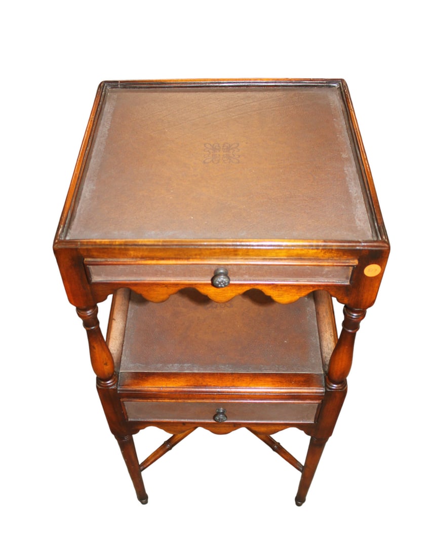 Theodore Alexander leather top side table in the mahogany (1 of 6)