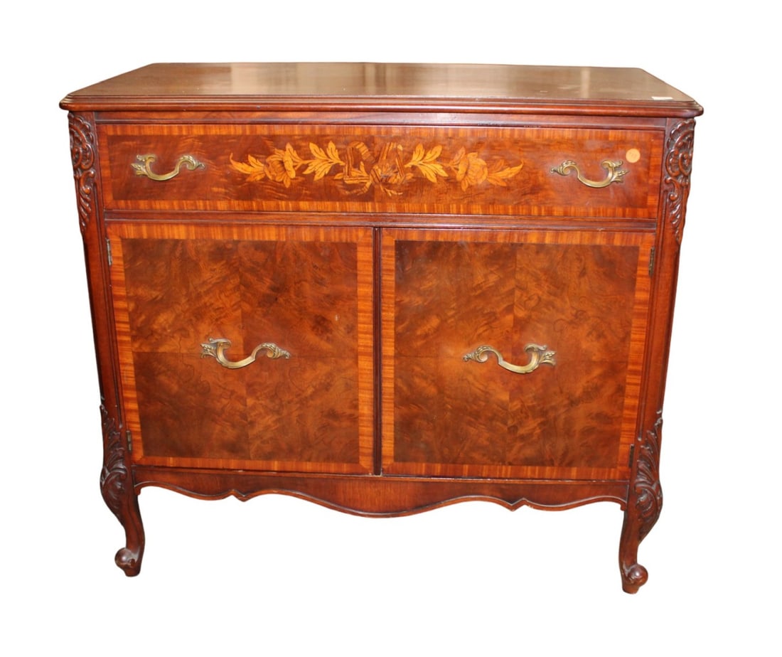 Antique french inlaid satinwood & mahogany server (1 of 6)