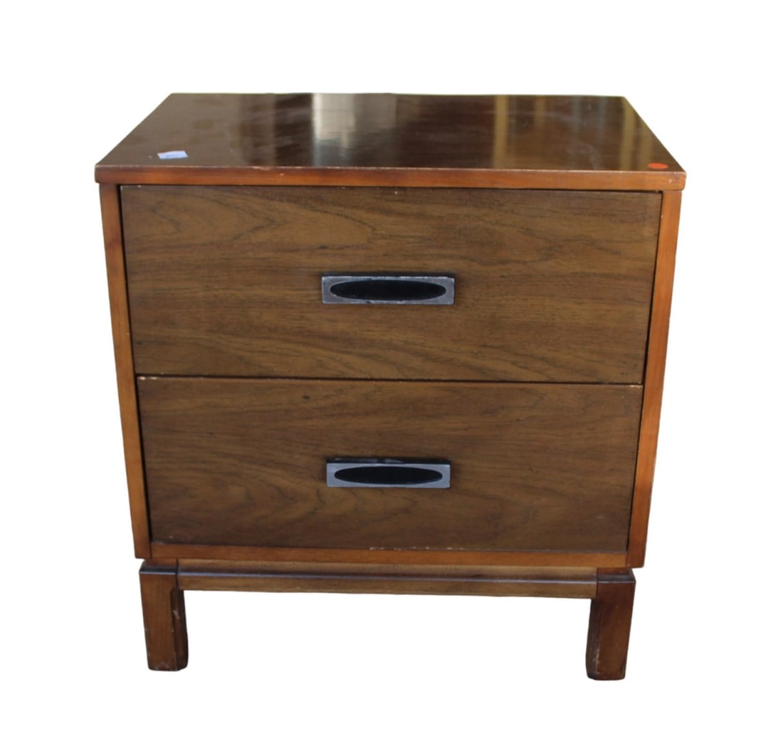 Mid century walnut 2 drawer nightstand (1 of 6)