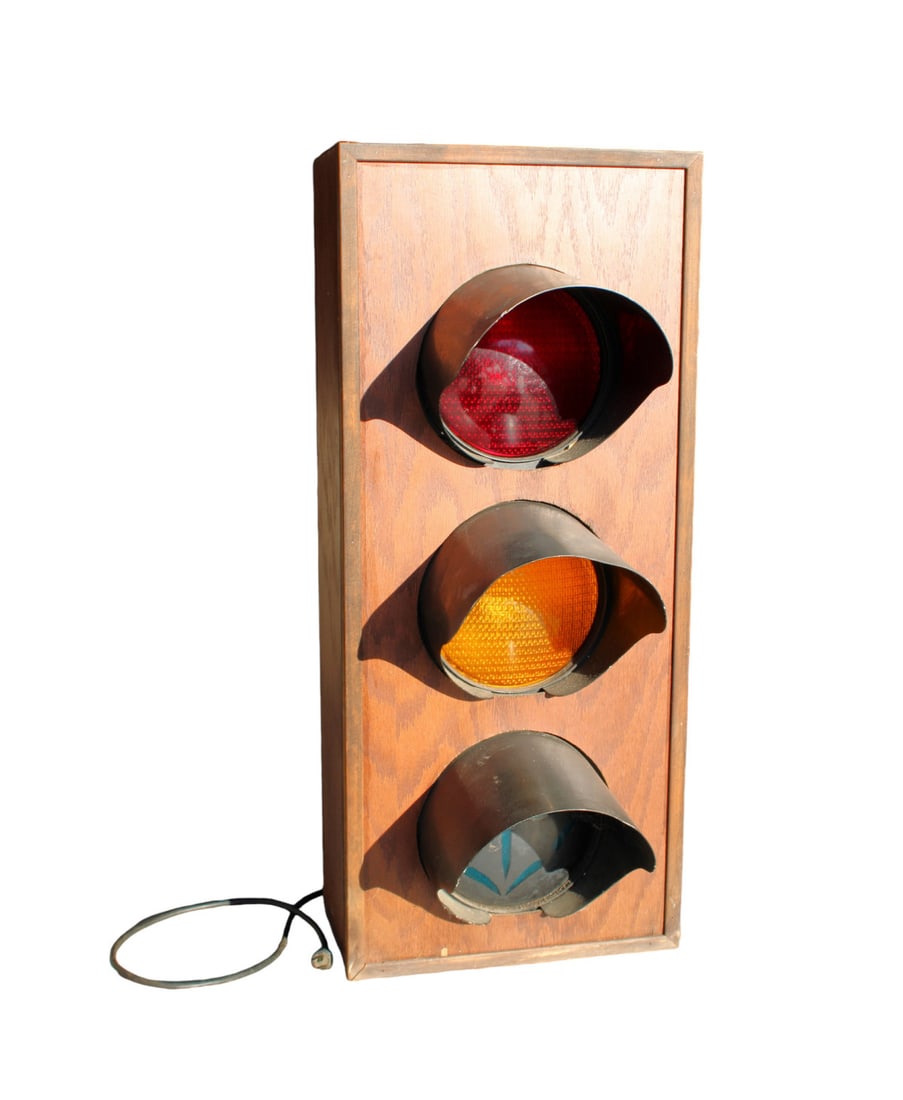 Vintage Wood Case Street Light. Walnut Case. 36"h X 16"w X 15"d Auction