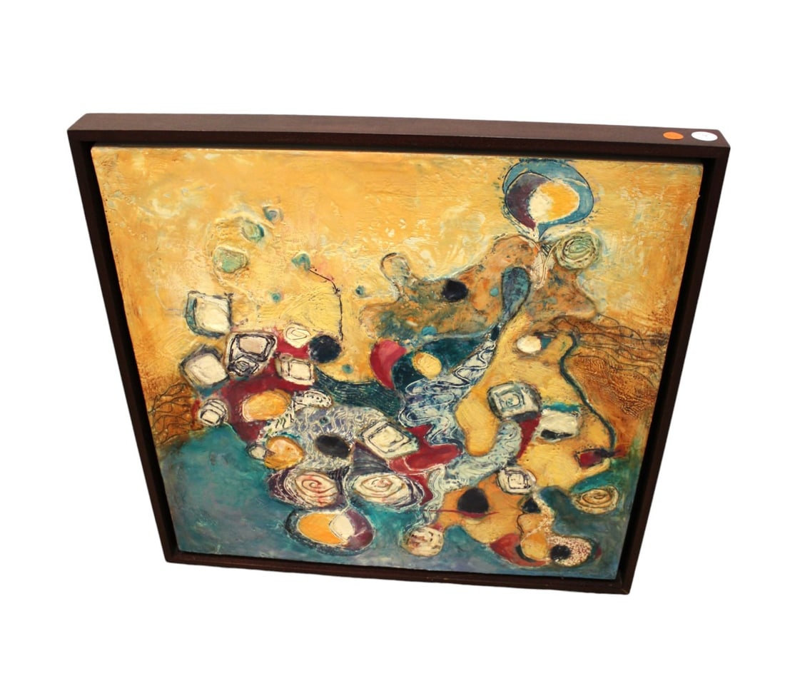Mid century 3 dimensional composition artwork framed on board believed to be listed artist Delaney (1 of 6)
