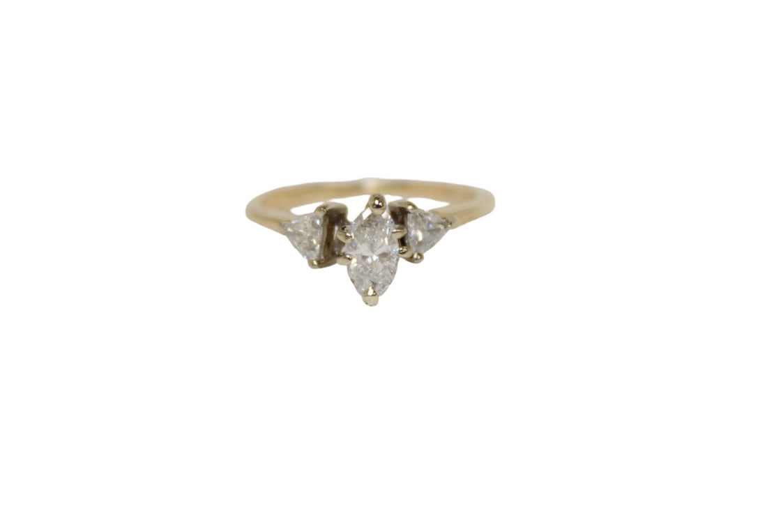14k gold and natural diamond marquis and trllioncut ring , approx. .50ctw: 14k gold and natural diamond marquis and trllioncut ring , approx. .50ctw